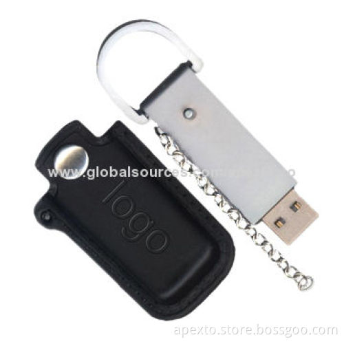 USB Flash Drives, Made of Leather Housing, 4 or 8GB Capacity, Support Anti-shock and Hot-pressing